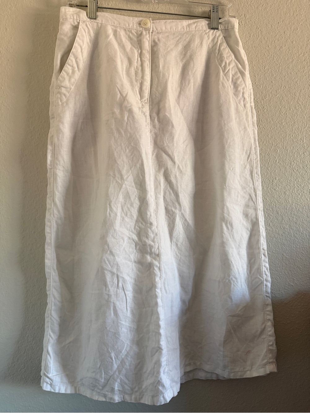 LL Bean Linen Midi Skirt White Classic Minimalist
